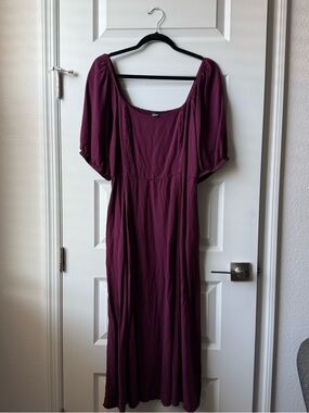 OLD NAVY Women’s Plum Puff Sleeve Midi Dress Size Large